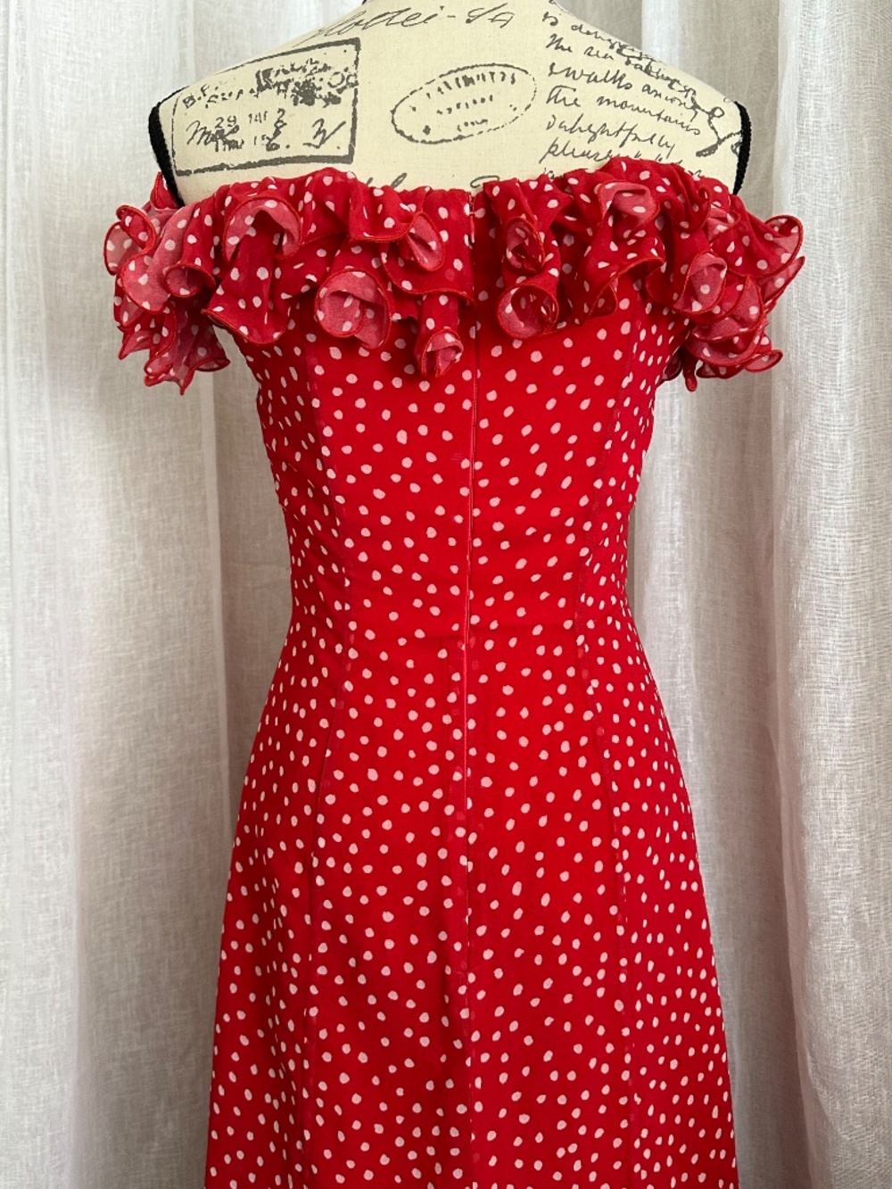 KEEPSAKE the Label Red and White Polka Dot Ruffle Dress size Small - Picture 7 of 11